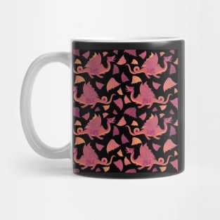 Red Dragon and Wing Pattern on Black Mug